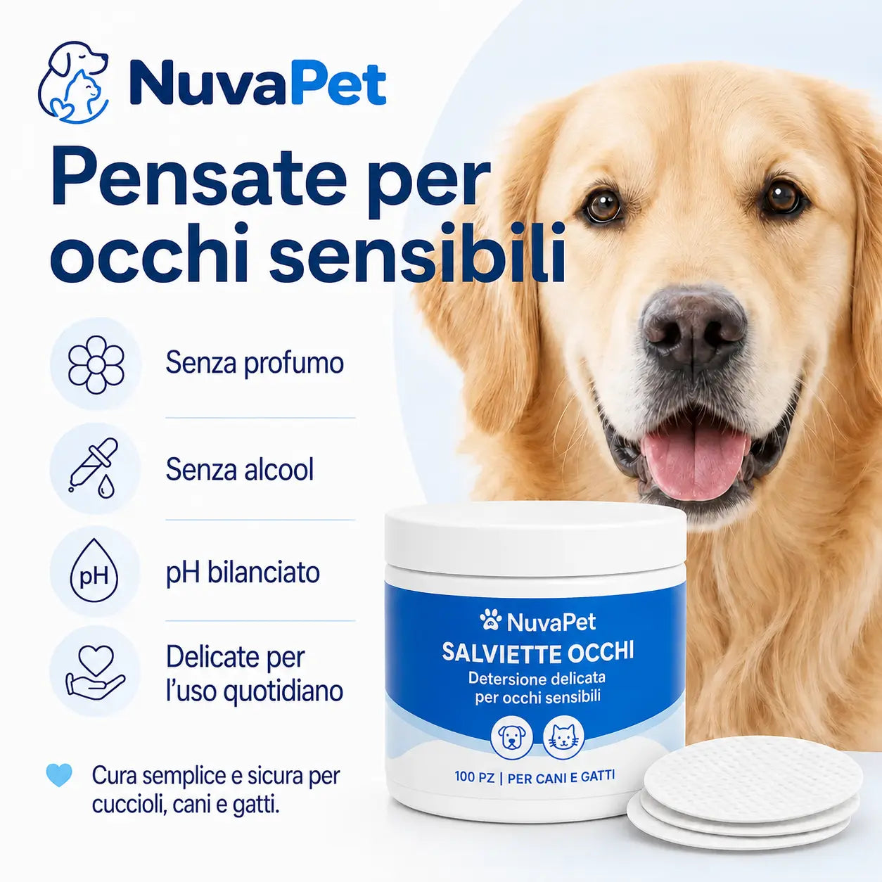 Kit Dischetti Detergenti per Occhi di Cani e Gatti